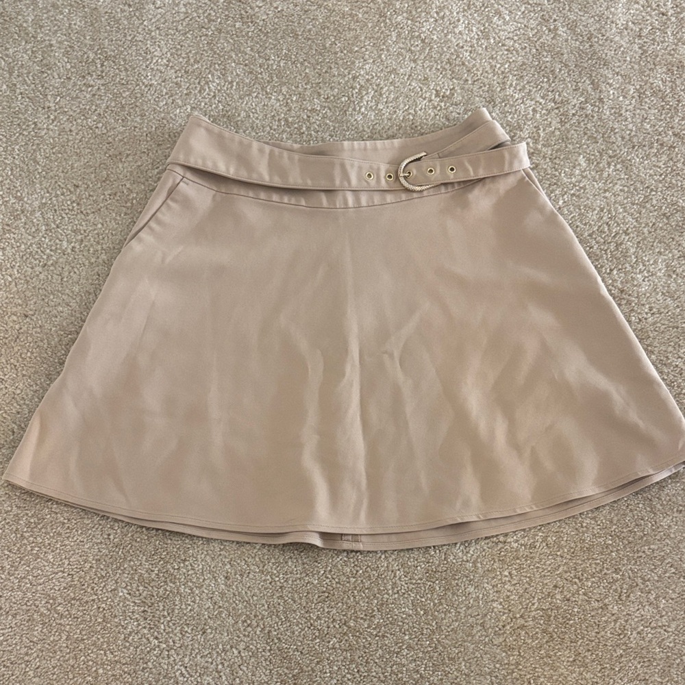 Express Tan Skater Skirt with Belt